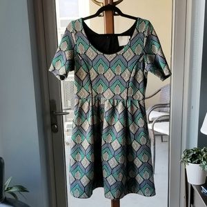 Anthropologie Tile Patterned stretch A-line Dress